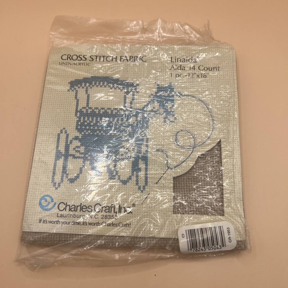 Unopened Charles Craft LINEN ACRYLIC Cross Stitch Fabric Aida‎ 12" X 18" NOS